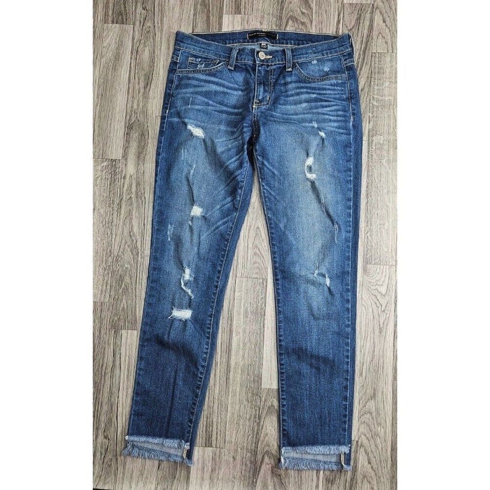 Flying Monkey Womens Size‎ 25 Distressed Whiskered Fringe Denim Blue Jeans